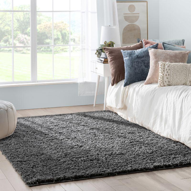 Well Woven Elle Basics Emerson Shag Textured 5'3" x 7'3" Dark Grey Area Rug