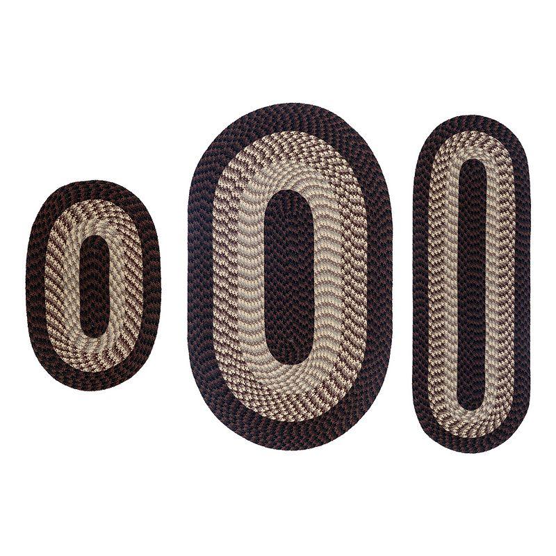 Better Trends Alpine Braid 3-PC Rug Set – Stain-Resistant & Reversible Rugs, 100% Polypropylene in Chocolate Stripe