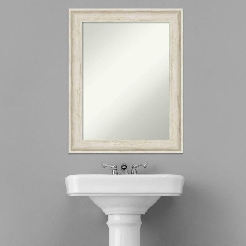 23" x 29" Non-Beveled Regal Birch Cream Bathroom Wall Mirror - Amanti Art: Rectangular, Polystyrene Frame, Includes Mount Hardware