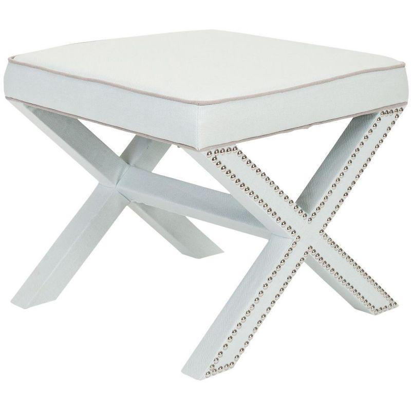 Palmer Ottoman With Silver Nailhead - MCR4589 - Robins Egg Blue - Safavieh