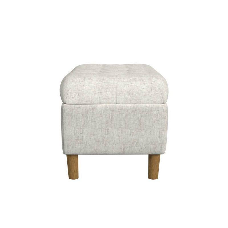 Button Tufted Storage Bench with Cone Wood Legs - HomePop