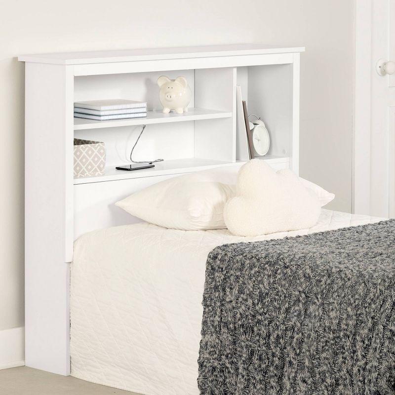 Twin Vito Kids' Bookcase Headboard Pure White - South Shore: Modern Twin Headboard with Shelves, Particle Board