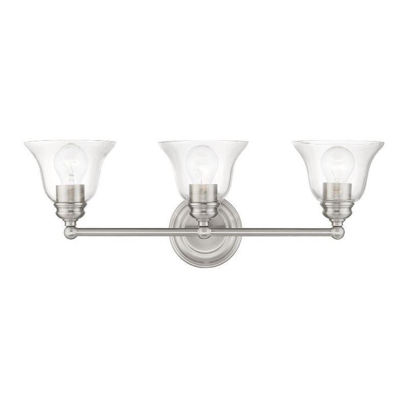 Moreland Brushed Nickel 3-Light Vanity with Hand Blown Glass