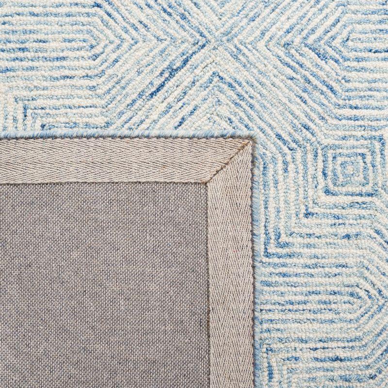 Handmade Blue Abstract Tufted Wool 4' x 6' Rug