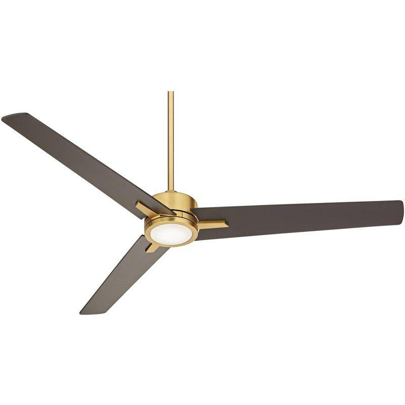 60" Casa Vieja Modern 3 Blade Indoor Ceiling Fan with Light LED Remote Soft Brass Black for House Bedroom Living Room Home Bedroom
