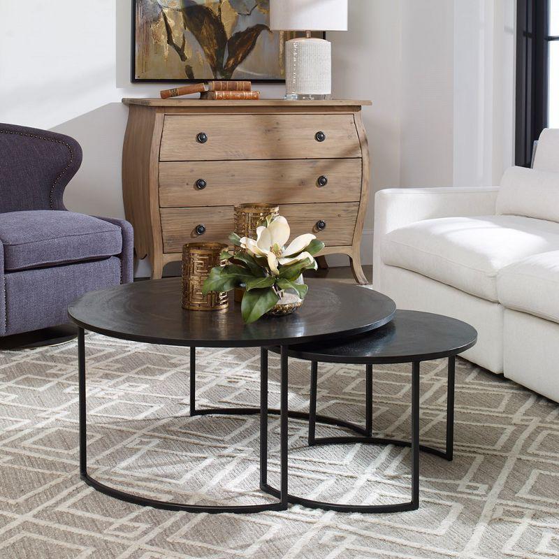 Barnette Black Metal Nesting Coffee Table Set