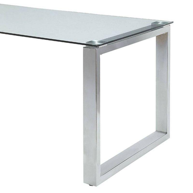 Clear Glass and Chrome Rectangular Dining Table for Six