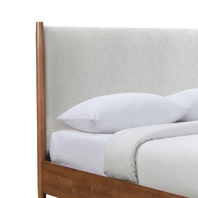 HOMES: Inside + Out 3pc Queen Riverstone Mid-Century Modern Boucle Bedroom Set with 2 Nightstands Walnut