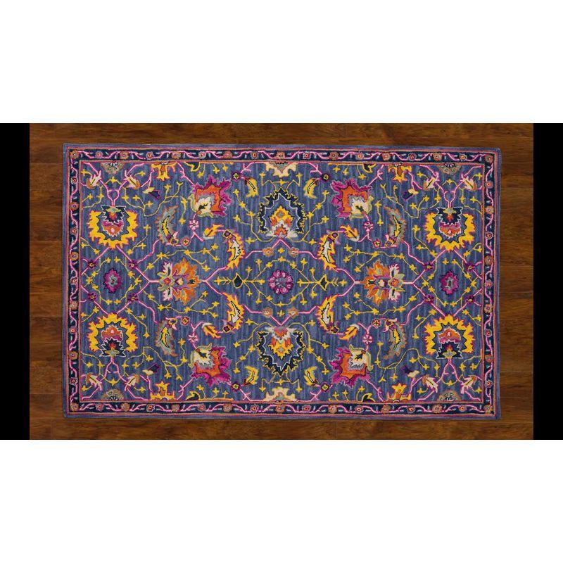 5'x8' Ibiza Oscar Area Rug Blue - Momeni: Wool Floral Tufted Large Botanical Rug, Medium Pile, Traditional Style