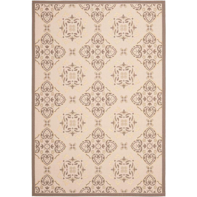 Courtyard CY7978 Power Loomed Indoor and Outdoor Area Rug - Dark Beig/Beige - 5'3"x7'7" - Safavieh