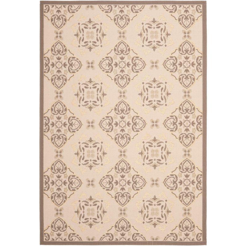 Beige Rectangular Easy Care 5' x 7' Synthetic Area Rug