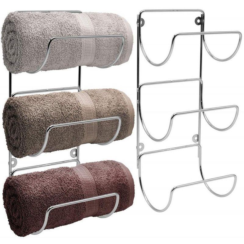 Silver Iron Wall Mounted 6-Bar Towel Rack Set