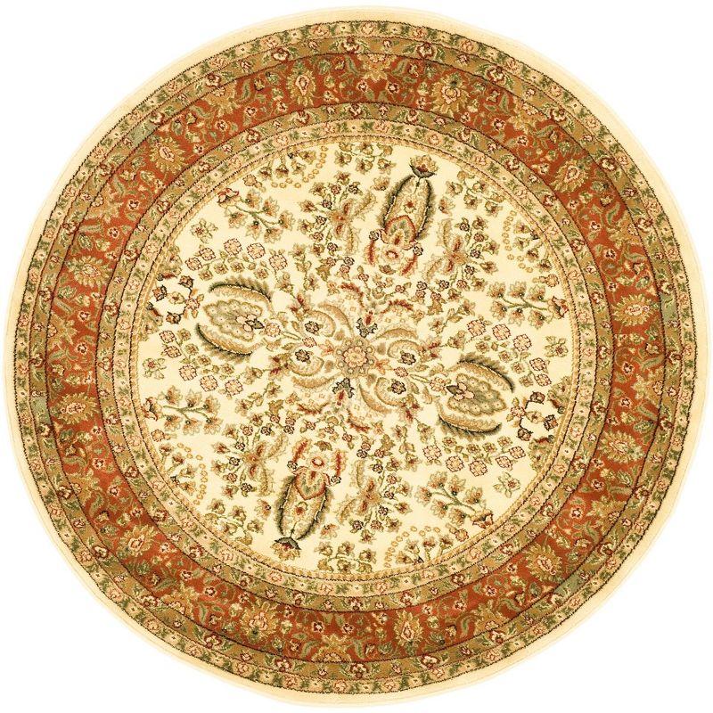 Lyndhurst LNH214 Power Loomed Area Rug - Ivory/Rust - 5'3" round - Safavieh.