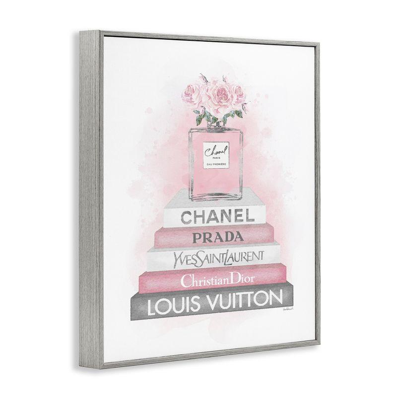 Stupell Industries Pink Roses Perfume Bottle Glam Fashion Bookstack XXL Black Framed Giclee Texturized Art By Amanda Greenwood & Reviews | Wayfair