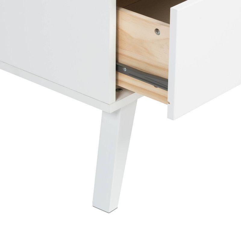 Mid Century Modern 2 Drawer Tall Nightstand with Shelf White - Prepac: Wood Laminate, Includes Anti-Tip Hardware