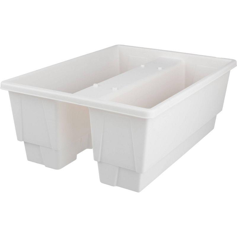 White Plastic Rectangular Railing Planter Box with Drainage Insert