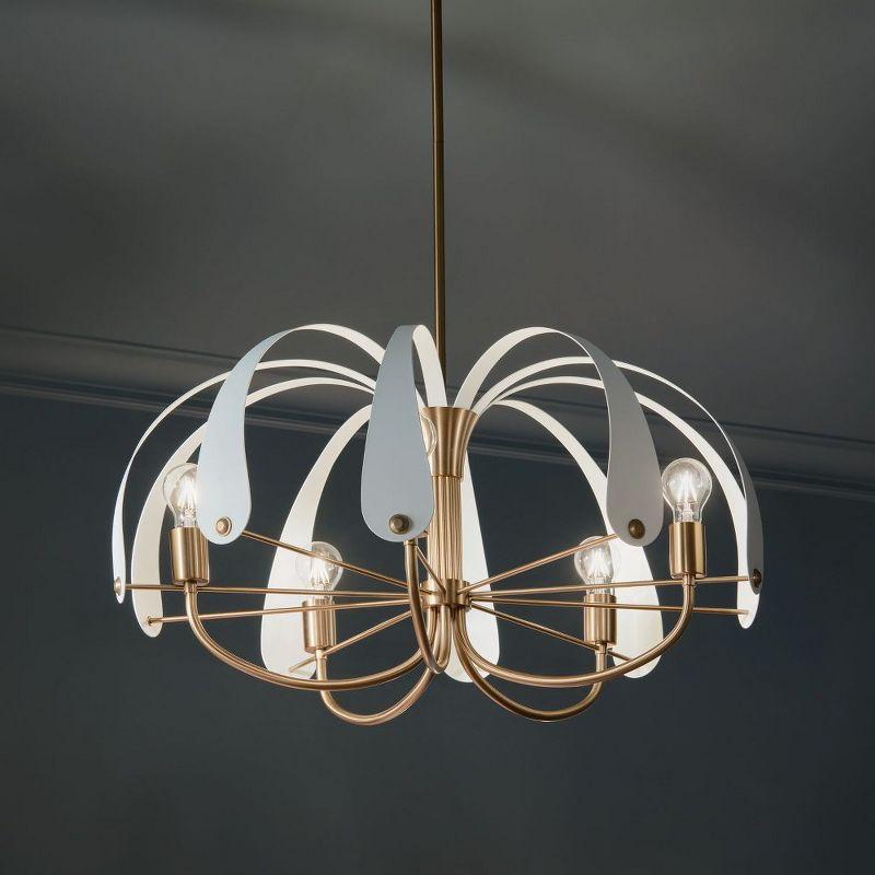 Petal 31 Inch 5 Light Chandelier in Champagne Bronze with Black or White