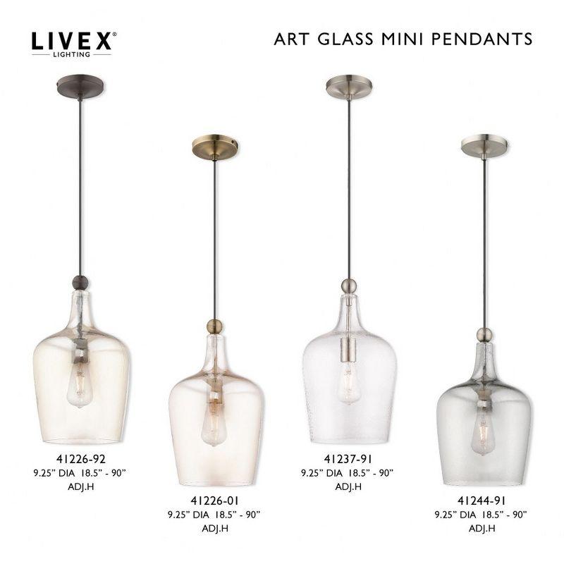 Livex Lighting Art Glass 1 - Light Pendant in  Antique Brass