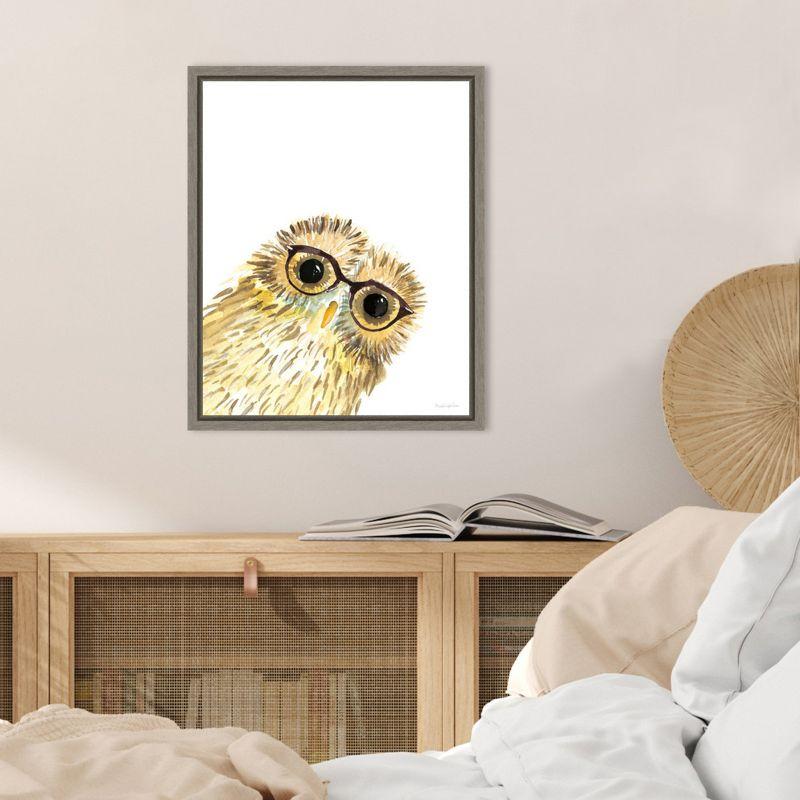 Amanti Art Owl in Glasses by Mercedes Lopez Charro Canvas Wall Art Print Framed 16 x 20-in.