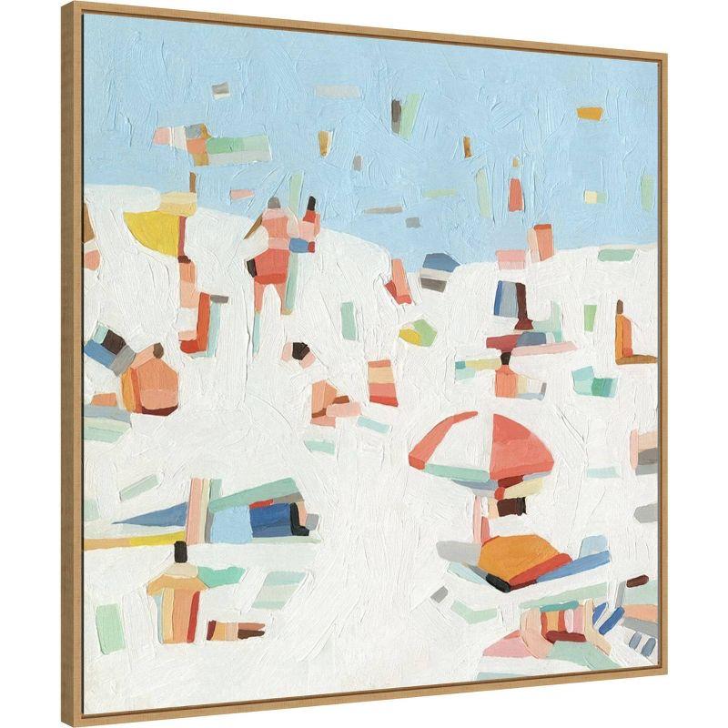 30" x 30" Summer Confetti III by Emma Scarvey Framed Canvas Wall Art Print - Amanti Art: Beach Scene, Modern Decor