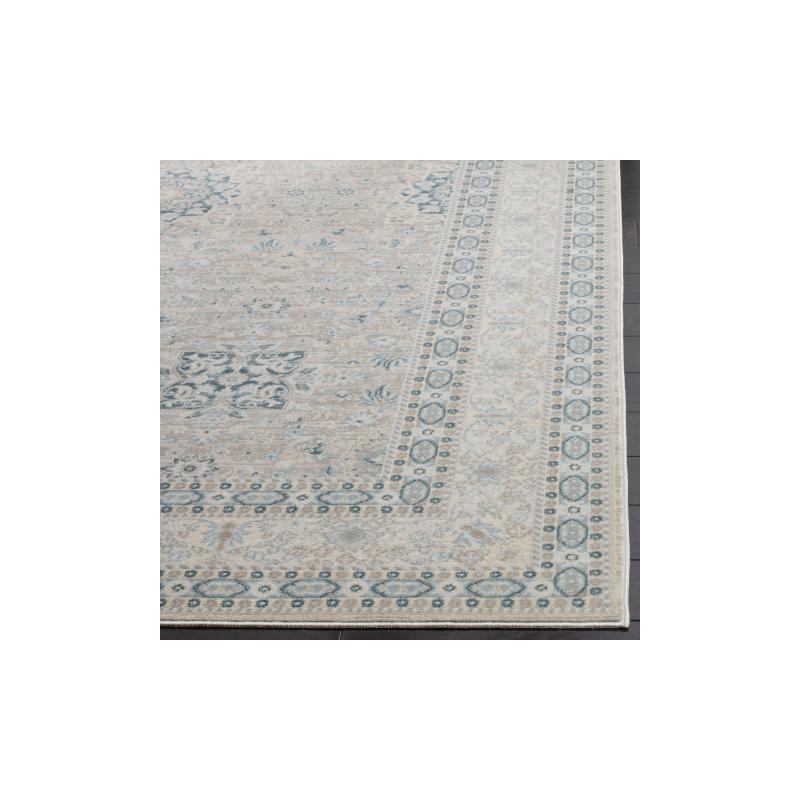 Gray Floral 4' x 6' Synthetic Area Rug