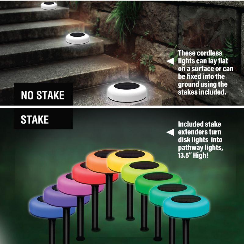 Bell+Howell Color Changing Outdoor Solar Powered Garden Disk Lights, Wireless Auto On/off Lights