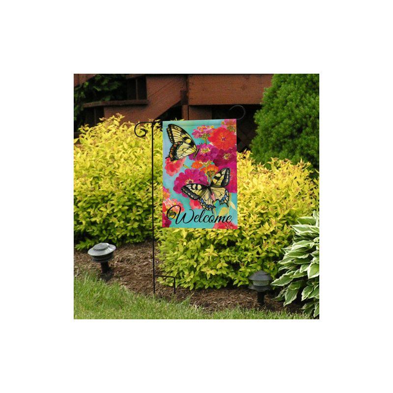 Morning Butterflies Spring Garden Flag Welcome Floral 18" x 12.5" Briarwood Lane