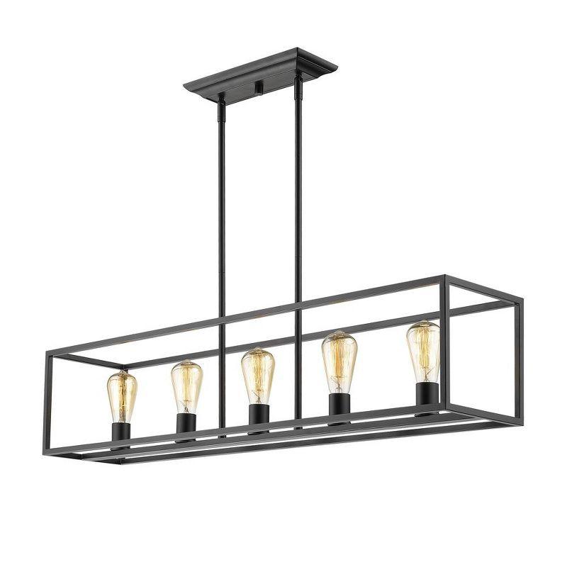 Golden Lighting Wesson 5-Light Linear Pendant in Matte Black