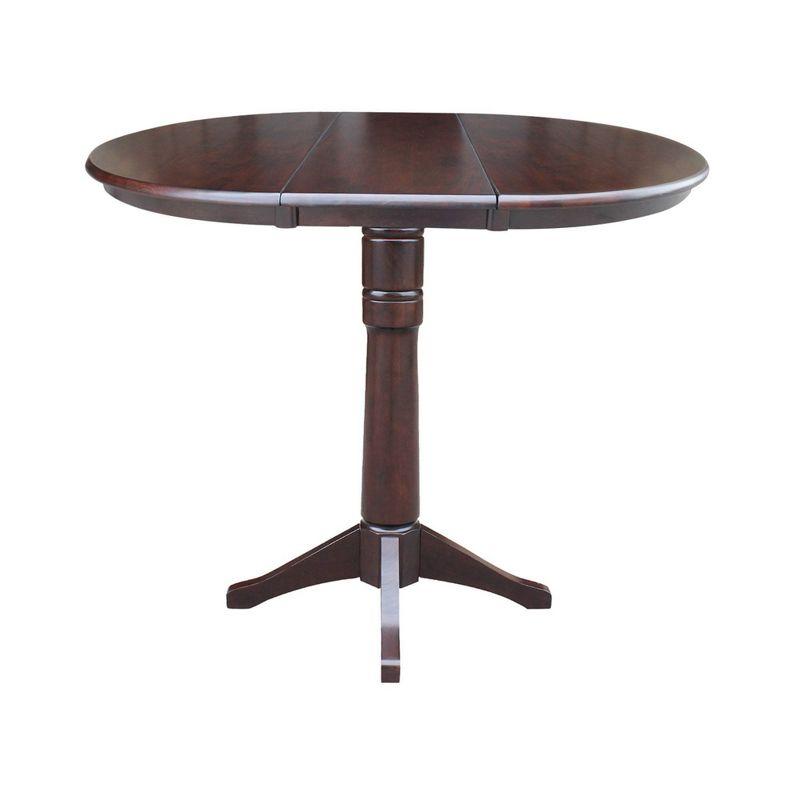 Espresso Round Wood Extendable Counter Height Dining Table