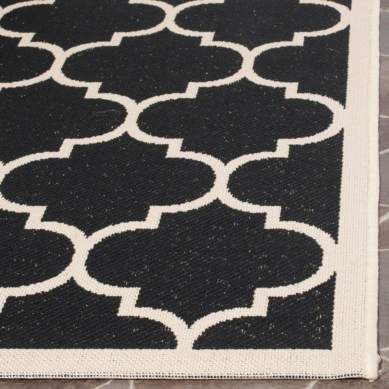 Courtyard CY6914 Power Loomed Indoor/Outdoor Area Rug - Black/Beige - 5'3"x5'3" - Safavieh.