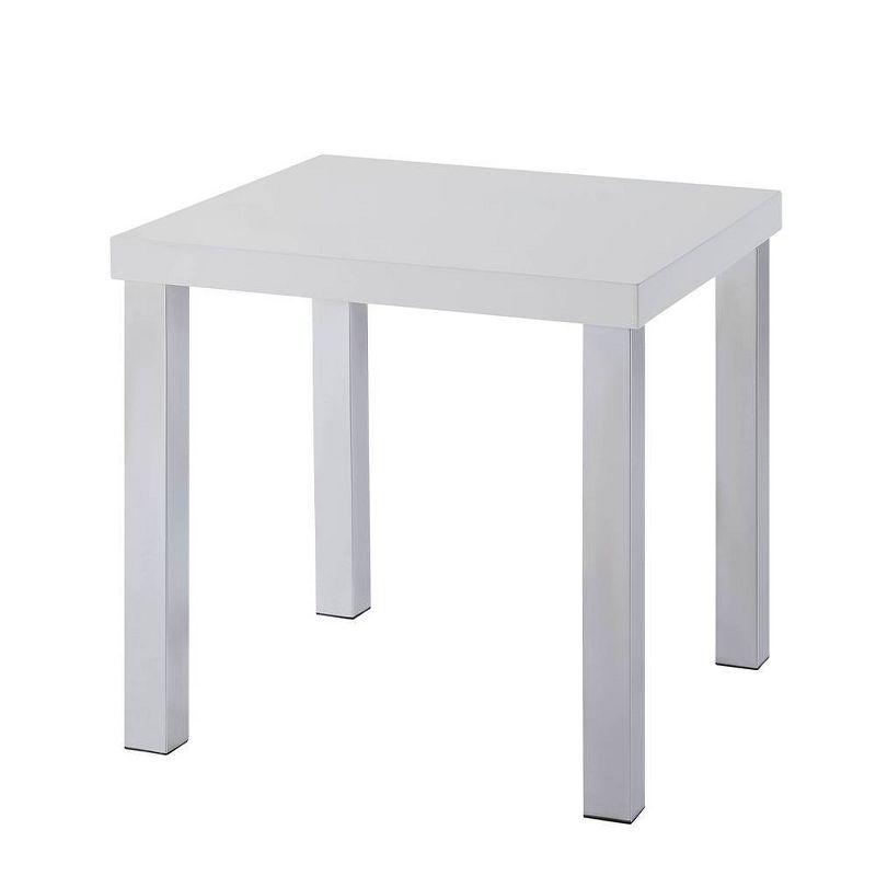 22" Harta Accent Table White High Gloss/Chrome - Acme Furniture: Modern Glamour, No Assembly Required