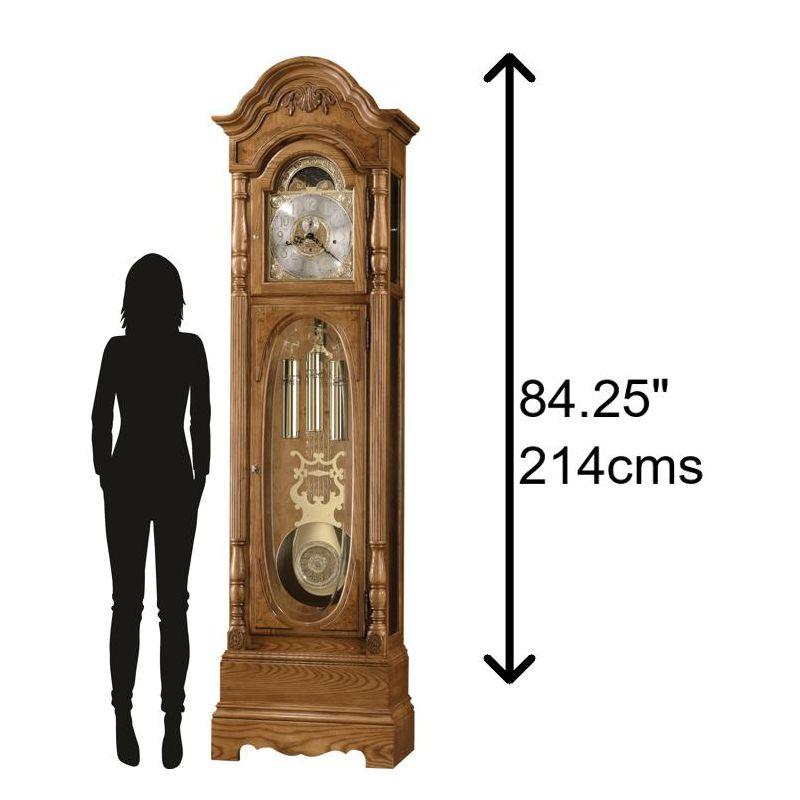 Golden Oak Traditional Mechanical Floor Clock with Brass Accents