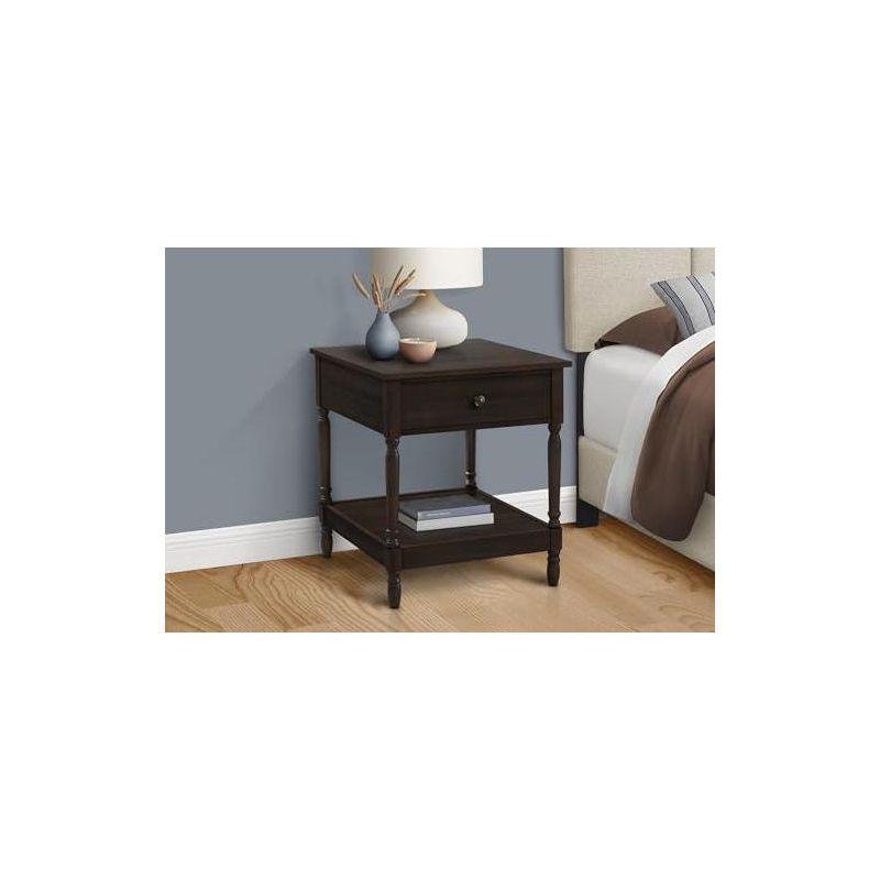 Monarch Specialties Accent Table 2 Tier End Side Table Square Nightstand Bedroom Lamp Brown Veneer Traditional