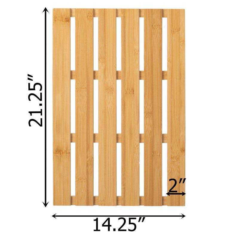 Basicwise 21.25-inch Luxury Non-Slip Waterproof Durable Bamboo Bath Mat - Perfect for Showers, Bathtubs, Spas, Saunas, Bathrooms, and Pools