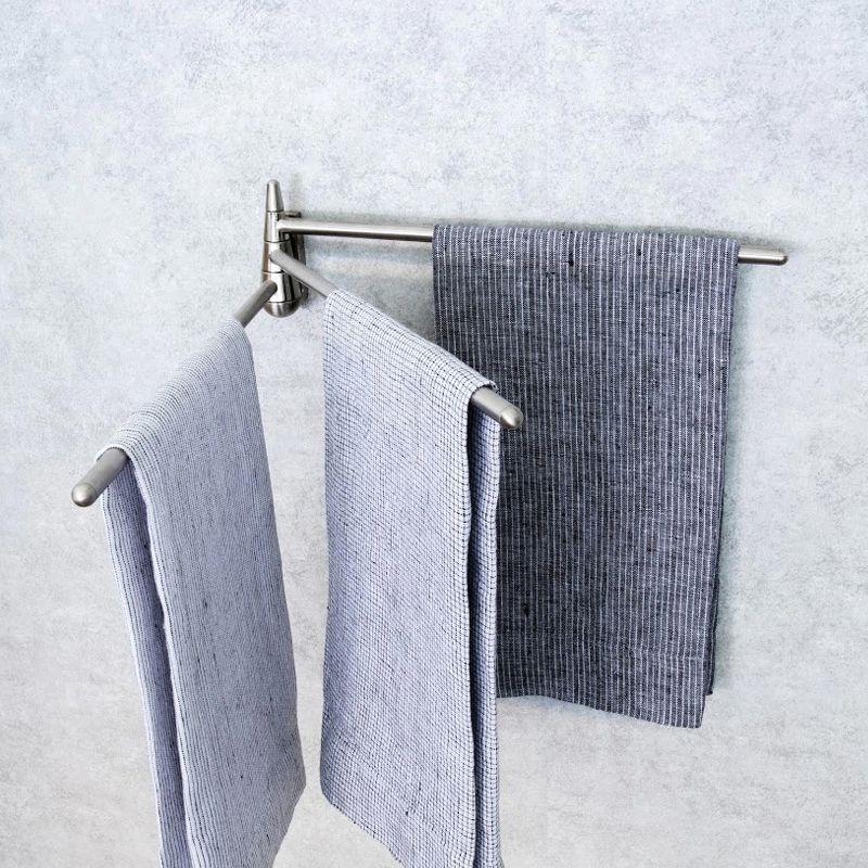 Better Houseware Stainless Steel 3-Arm Towel Bar in Silver