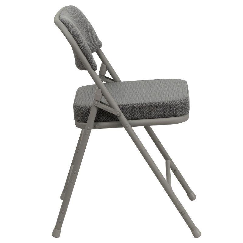 Set of 4 Hercules Gray Vinyl Padded Metal Folding Chairs