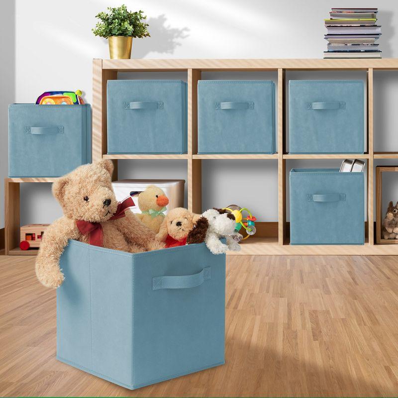 Baby Blue Collapsible Fabric Storage Cube Bins, Set of 12