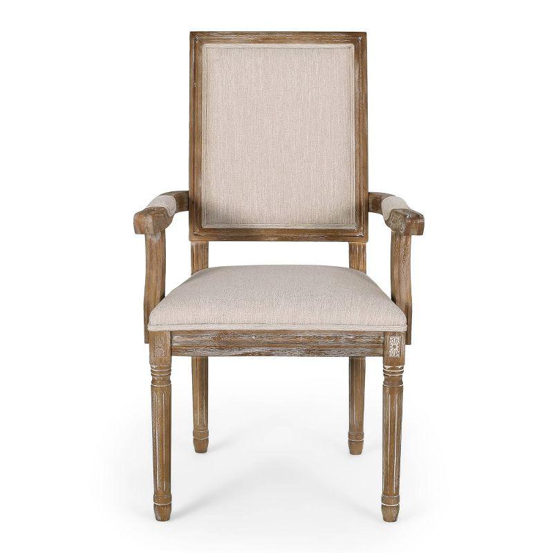 Set of 2 Maria French Country Wood Upholstered Dining Chairs Beige/Natural - Christopher Knight Home