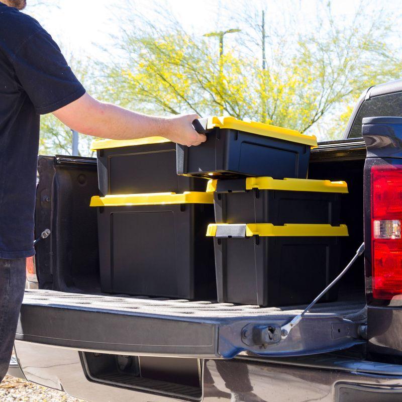 Iris 80 Qt./20 Gal. Heavy-duty Stackable Storage Tote in Black with Yellow Lid