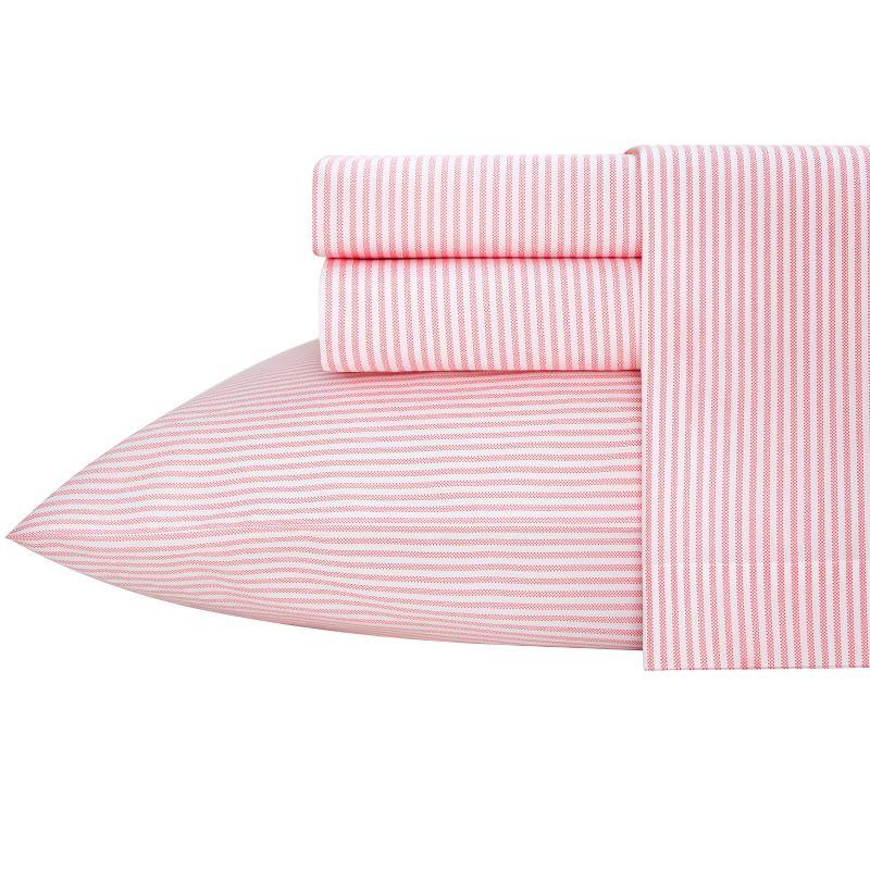Poppy & Fritz Oxford Stripe 100% Cotton Percale- 3 Piece- Sheet Set  White- Twin Xl