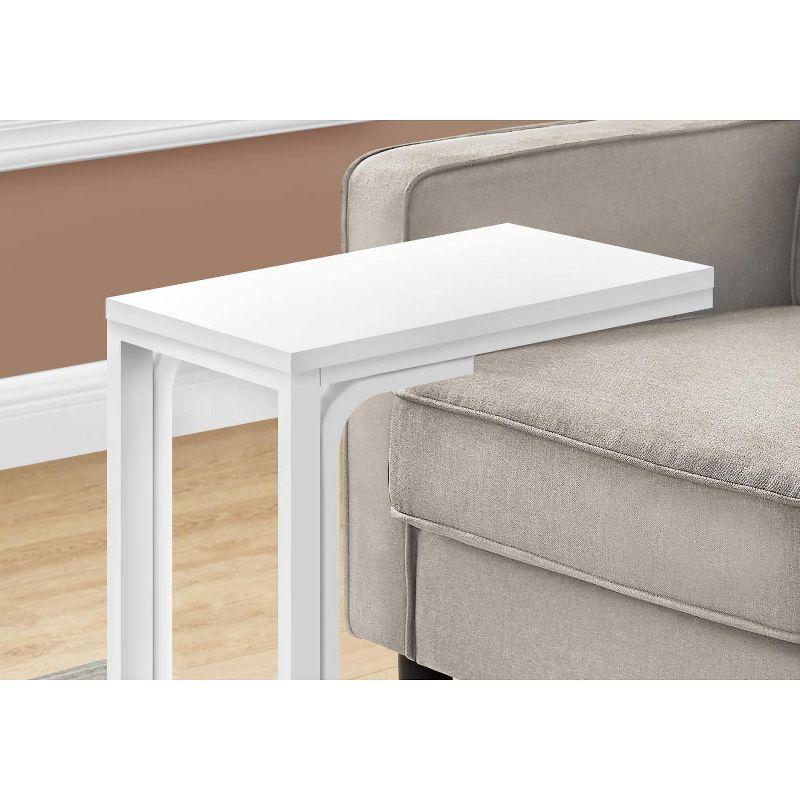 Monarch Specialties Accent Table C-Shaped End Side Snack Living Room Bedroom Metal Laminate White Contemporary Modern