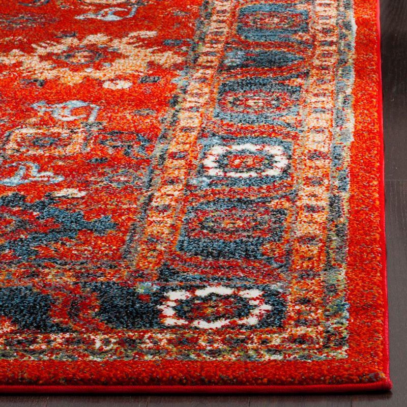 Vintage Hamadan 6'7" Square Orange & Blue Synthetic Area Rug