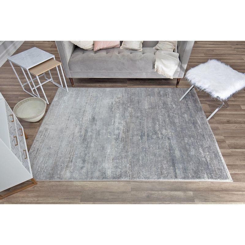 Gray Abstract 5' x 7' Stain-Resistant Synthetic Area Rug