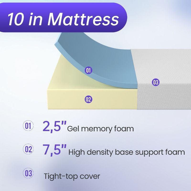 FDW 10 inch Mattress Gel Memory Foam Mattress for Cool Sleep & Pressure Relief/CertiPUR-US Certified/Bed-in-a-Box/Pressure Relieving,California King