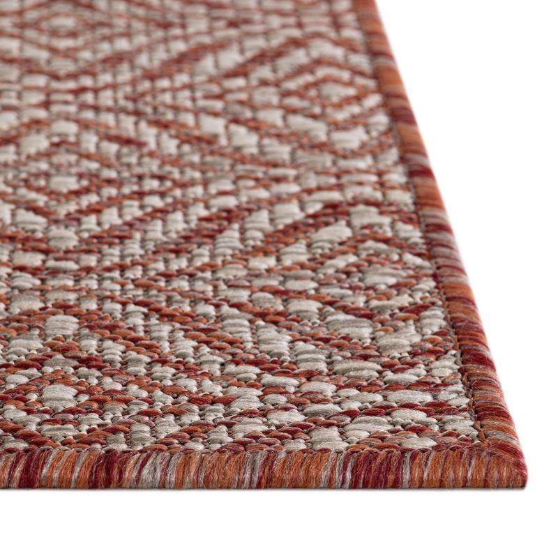 Rust Red Rectangular Synthetic Outdoor Area Rug