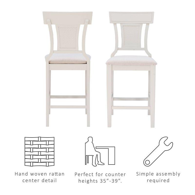 Rylan 26" White Wash Wood and Rattan Counter Stool