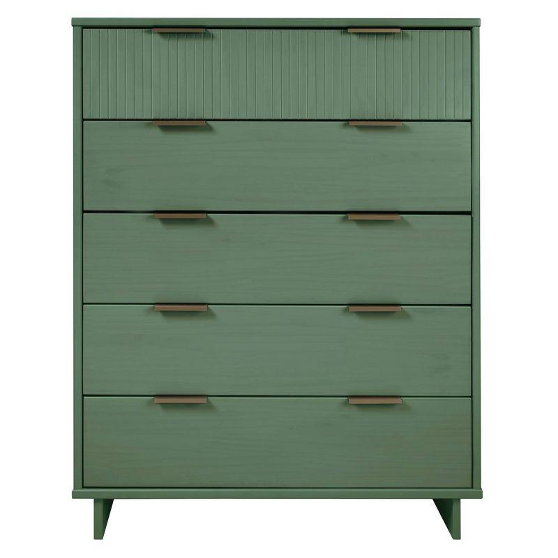 Tall Granville Modern 5 Drawer Dresser Sage Green - Manhattan Comfort: UV Painted, Soft Close, Metal Handles