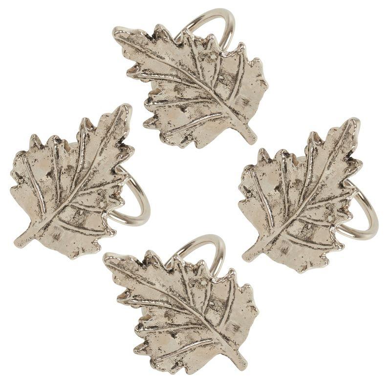 Silver Maple Leaf Metal Napkin Rings, Set of 4