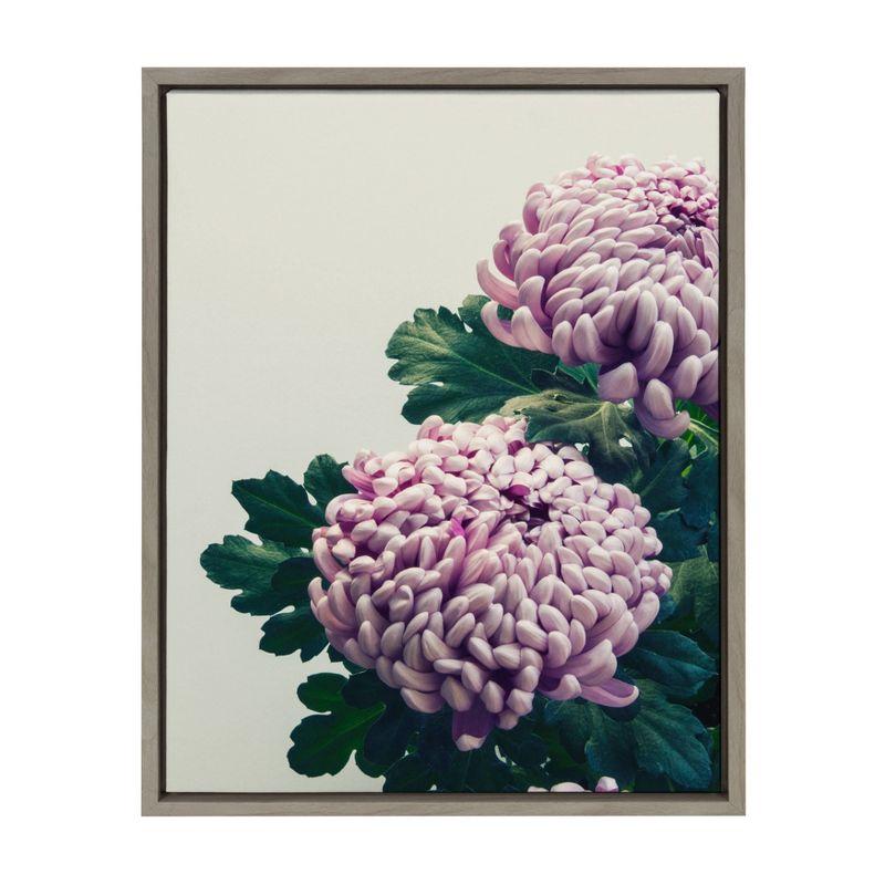 Sylvie Chrysanthemum Framed Canvas Floral Wall Art, 18x24 Gray