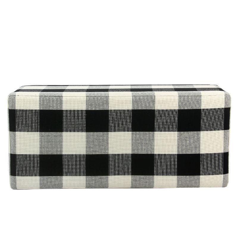 Large Decorative Storage Bench Black Plaid - HomePop: Upholstered Ottoman for Bedroom & Entryway